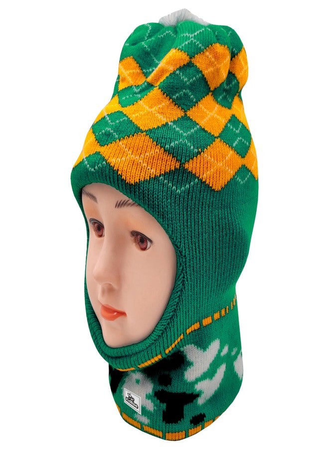 Kidbee قبعة صوفية للأطفال من كيدبي، للأولاد والبنات، بتصميم قرد (أخضر - CK-64-1PC، من 1 إلى 2 سنة) - Image 2