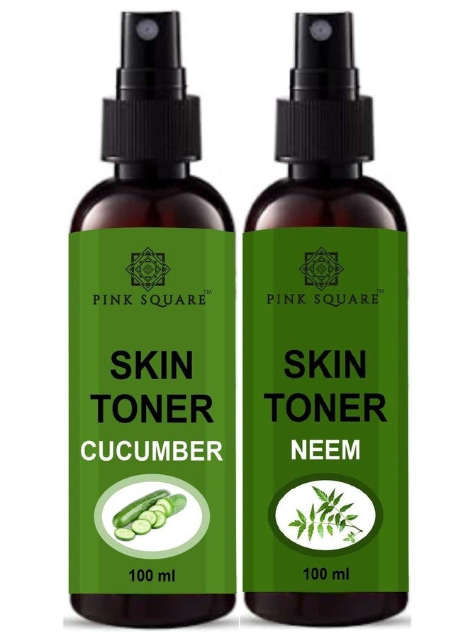 Pink Square Cucumber toner 100ML & Neem Face Toner 100ML Rejuvenate The Skin & Restores pH Balance | Deep Cleanses Pores & Prevents Skin Infections Pack of 2 - Image 1