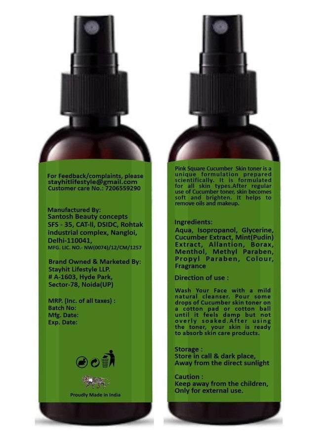 Pink Square Cucumber toner 100ML & Neem Face Toner 100ML Rejuvenate The Skin & Restores pH Balance | Deep Cleanses Pores & Prevents Skin Infections Pack of 2 - Image 5