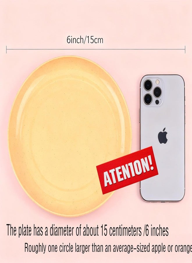 DAPIPIK 6 PACK 6 Inches wheat straw plates, Unbreakable Deep Dinner Plates, Plastic Plates Reusable, Assorted Colors Dinnerware Sets, Microwave & Dishwasher Safe - Image 3