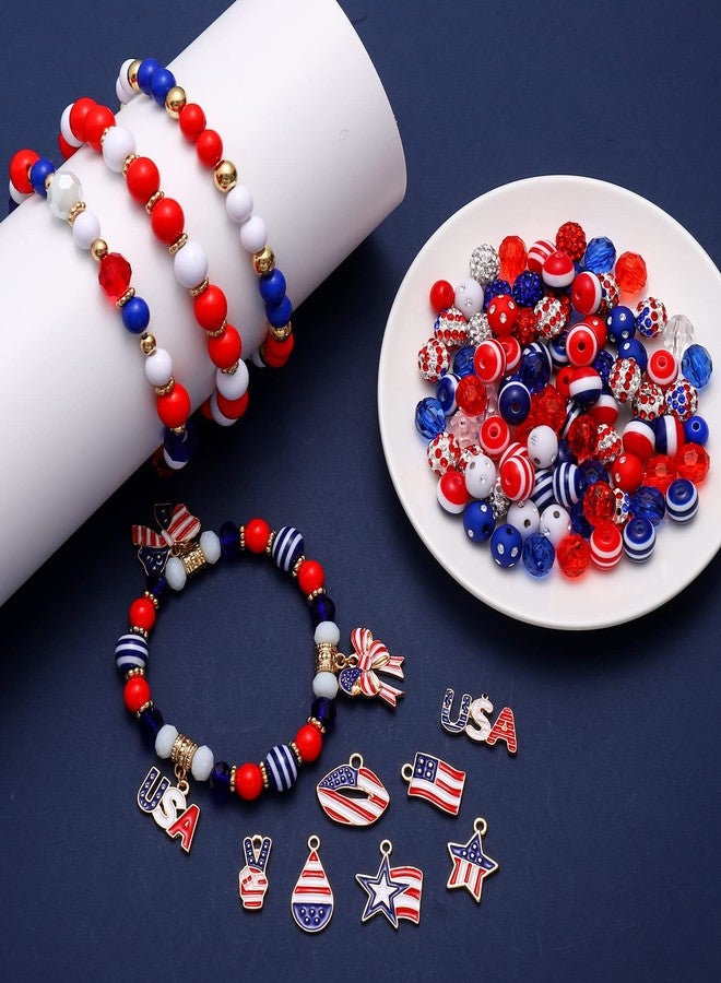 CEALXHENY 1050PCS+ American Flag Charms 4th of July Patriotic Beads for Jewelry Making Independence Day Star Heart Pendants for Necklace Earring Bracelet Making DIY Crafts - Image 2