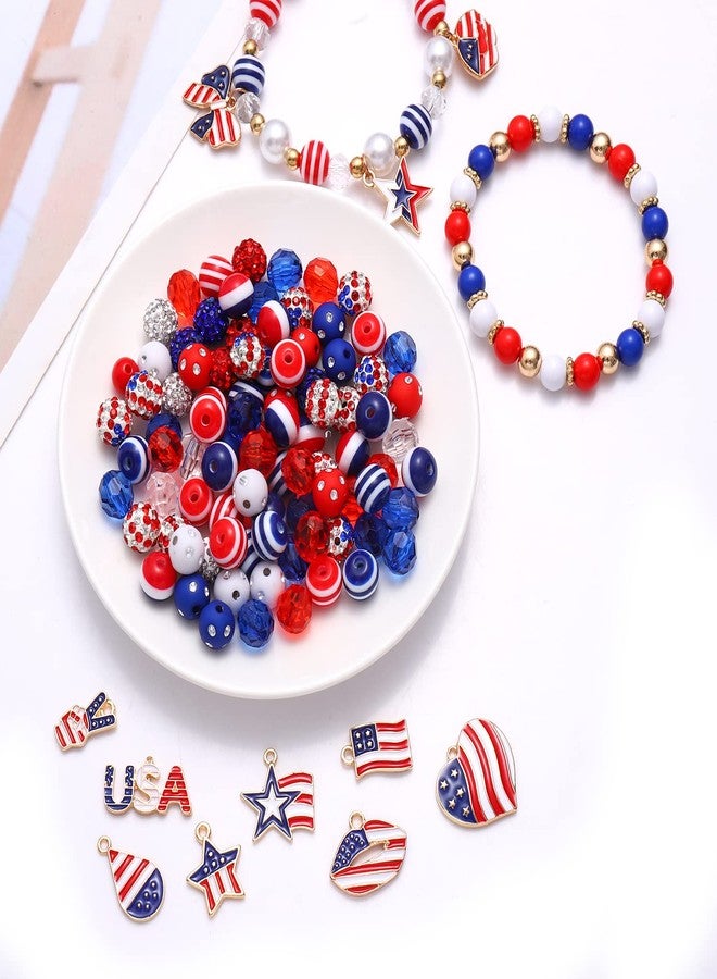CEALXHENY 1050PCS+ American Flag Charms 4th of July Patriotic Beads for Jewelry Making Independence Day Star Heart Pendants for Necklace Earring Bracelet Making DIY Crafts - Image 4