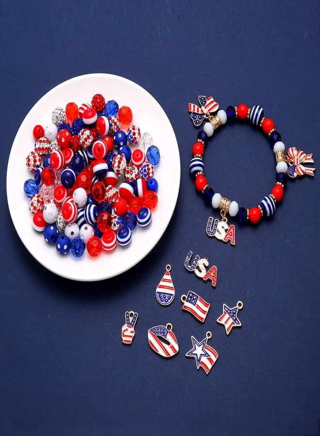 CEALXHENY 1050PCS+ American Flag Charms 4th of July Patriotic Beads for Jewelry Making Independence Day Star Heart Pendants for Necklace Earring Bracelet Making DIY Crafts - Image 5