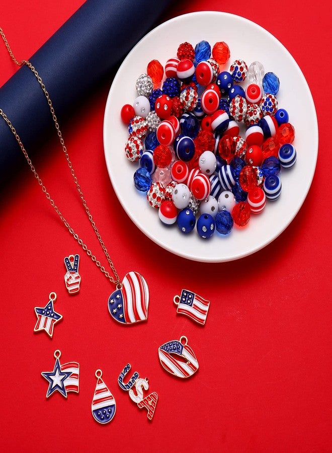 CEALXHENY 1050PCS+ American Flag Charms 4th of July Patriotic Beads for Jewelry Making Independence Day Star Heart Pendants for Necklace Earring Bracelet Making DIY Crafts - Image 3
