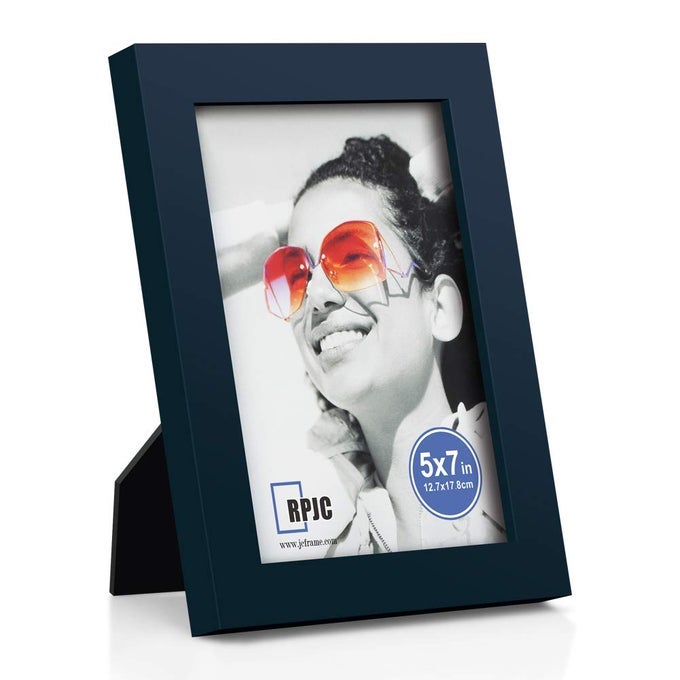 5X7 INCH PICTURE FRAME MADE OF SOLID WOOD HIGH DEFINITION GLASS FOR TABLE TOP DISPLAY AND WALL MOUNTING PHOTO FRAME JAZZ BLUE