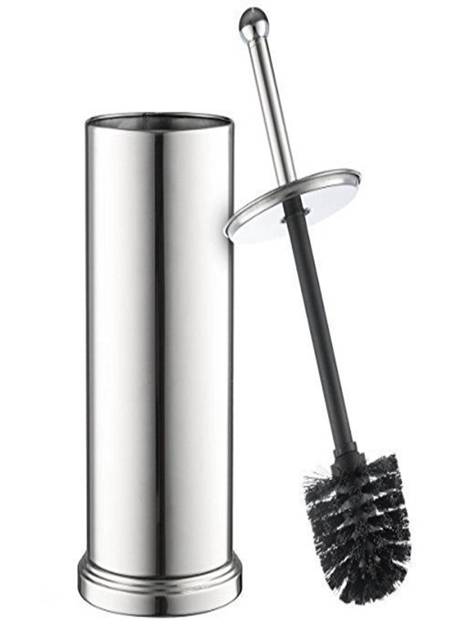 Home-it Toilet Bowl Brush and Holder Set - Chrome Tall Toilet Bowl Cleaner Brush with Lid, Great Bathroom Toilet Scrubber Brush - Image 2