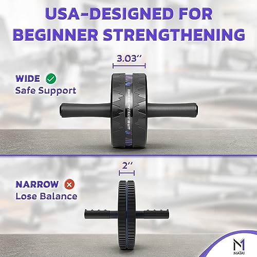 Mata1 Ab Roller Wheel, Abs Workout Machine, Perfect for Core & Abdominal Strength Training, Exercise Wheels for Home Gym w/Knee Pad, Fitness Equipment for Sports - Image 2