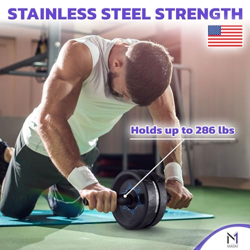 Mata1 Ab Roller Wheel, Abs Workout Machine, Perfect for Core & Abdominal Strength Training, Exercise Wheels for Home Gym w/Knee Pad, Fitness Equipment for Sports - Image 3