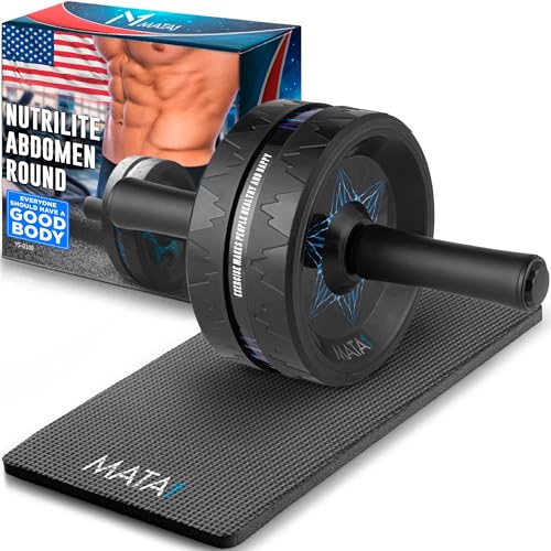 Mata1 Ab Roller Wheel, Abs Workout Machine, Perfect for Core & Abdominal Strength Training, Exercise Wheels for Home Gym w/Knee Pad, Fitness Equipment for Sports - Image 1