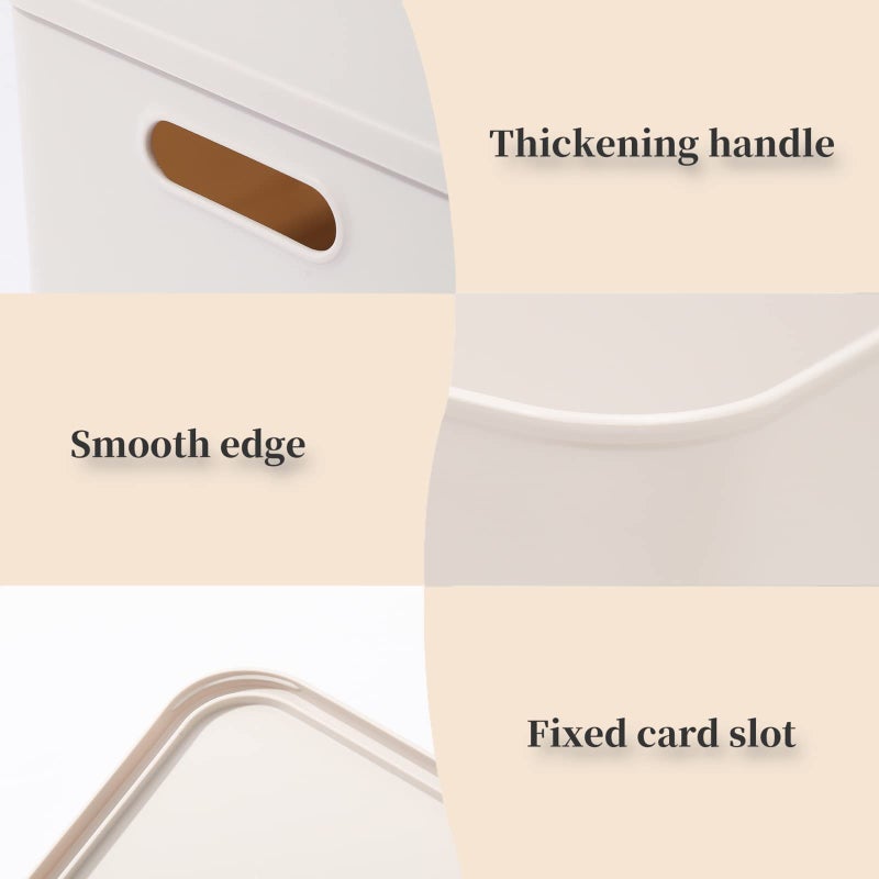 Yishyfier Plastic Storage Baskets With Lid Organizing Container Lidded Knit Storage Organizer Bins for Shelves Drawers Desktop Closet Playroom Classroom Office (M+2S, Light grey) - Image 5