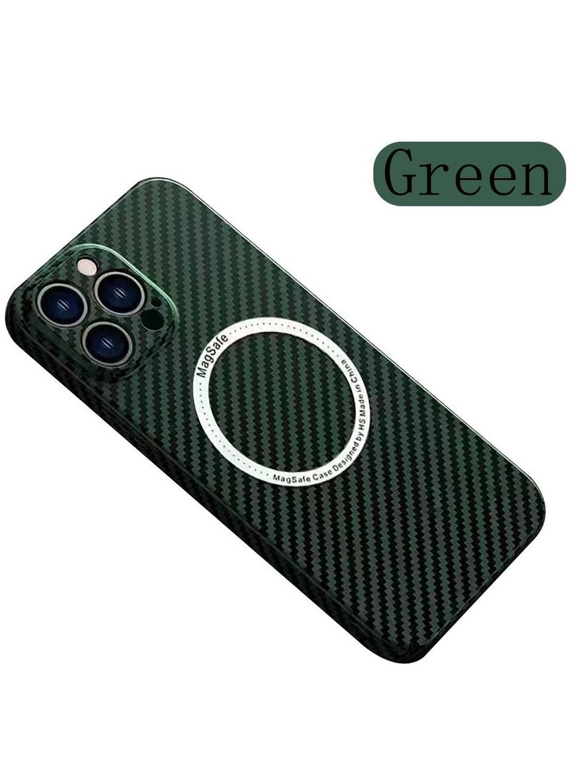 Color Fans Case with Carbon Fiber Texture, Frameless for Magnetic Charging, Matte Carbon Fiber Magnetic Charging Case for IPhone 13 Pro Max 6.7 Inch