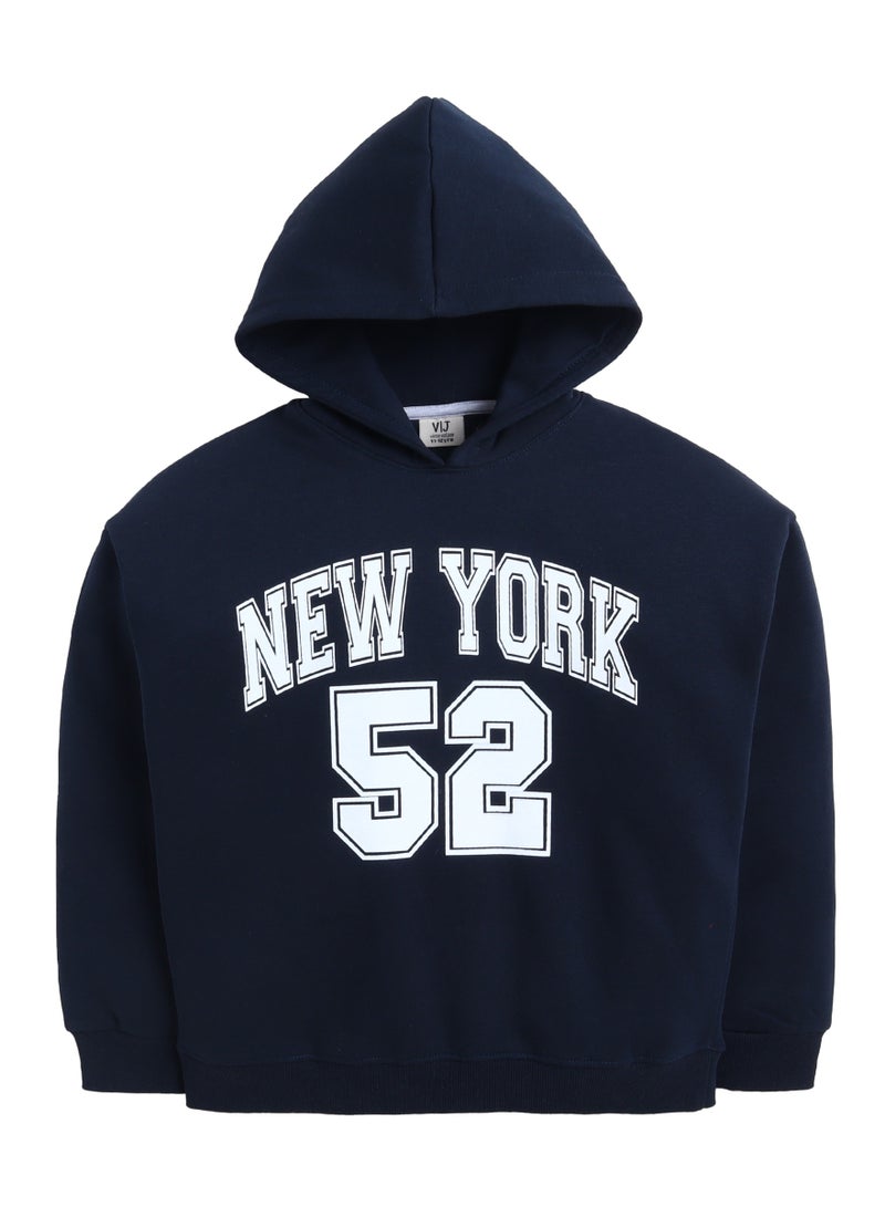 فكتور اند جين هودي برسومات نيويورك  للأولاد باللون الكحلي - Image 2