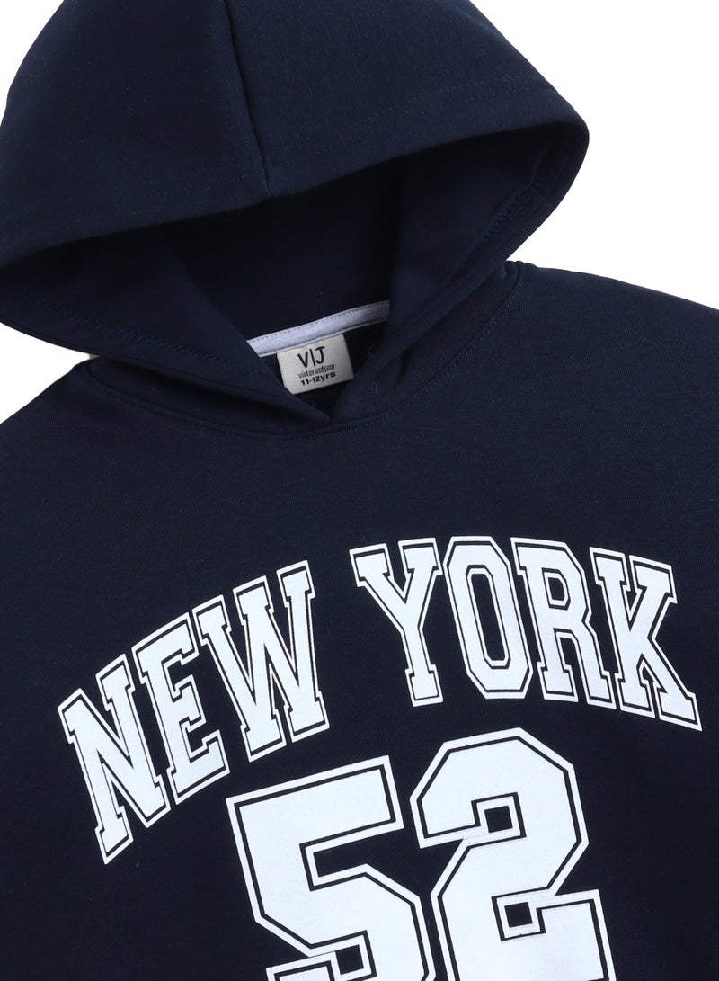 فكتور اند جين هودي برسومات نيويورك  للأولاد باللون الكحلي - Image 3