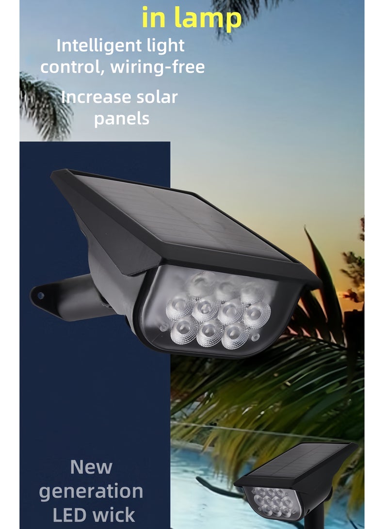 إضاءة خارجية للمناظر الطبيعية، كشاف خارجي، كشاف LED قابل للتوصيل، شحن شمسي، للحدائق، الأفنية، ساحات المنازل الخلفية، النباتات، المروج، الأشجار، المنازل، الأعلام، مقاوم للماء IP65-قابل للتعتيم