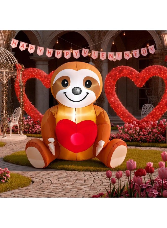 Glooglitter 4ft Valentine's Day Inflatable Sloth with Love Heart LED Lighted Valentines Blow up Yard Decorations for Party Anniversary Wedding Propose Garden Lawn Indoor Outdoor Decor - Image 4