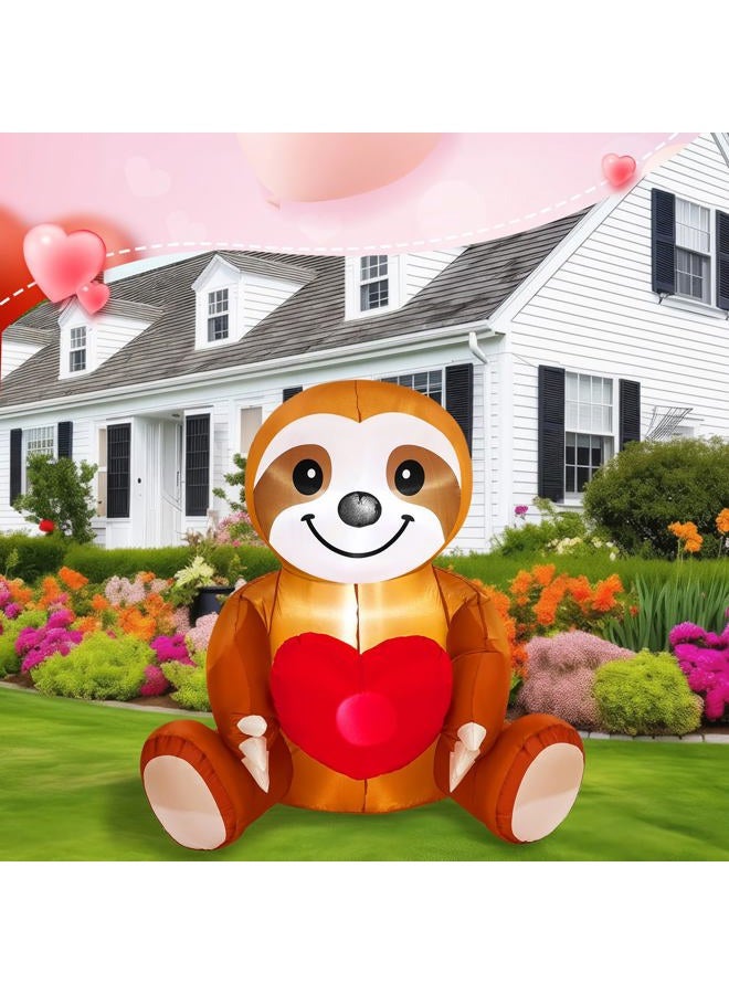 Glooglitter 4ft Valentine's Day Inflatable Sloth with Love Heart LED Lighted Valentines Blow up Yard Decorations for Party Anniversary Wedding Propose Garden Lawn Indoor Outdoor Decor - Image 5