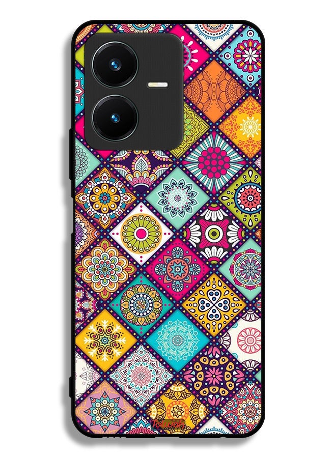 Tolwak Vivo Y22 Protective Case Cover Mandala Squares Pattern - Image 1