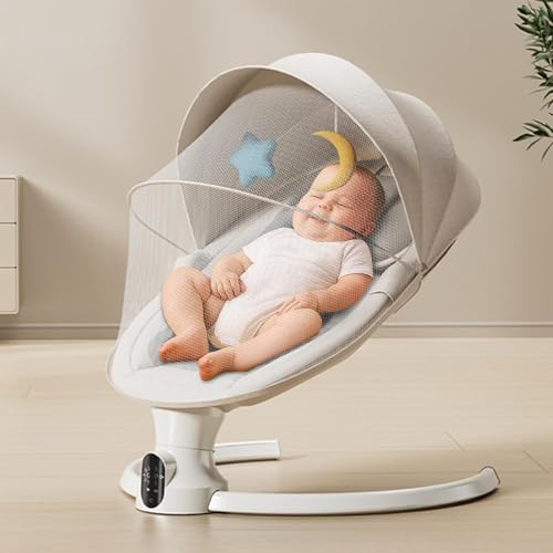StarAndDaisy Swing Rocker for Baby with Automatic 5-Level Swing – Infant & Toddler Rocking Chair with 3-Level Adjustable Backrest, Baby Rocker with Remote Control -White - Image 1