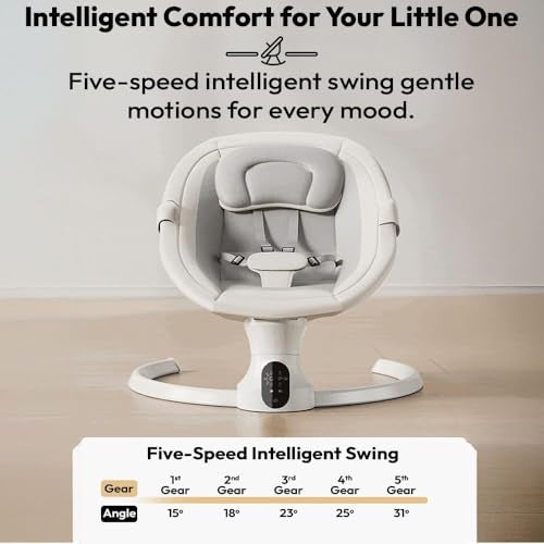 StarAndDaisy Swing Rocker for Baby with Automatic 5-Level Swing – Infant & Toddler Rocking Chair with 3-Level Adjustable Backrest, Baby Rocker with Remote Control -White - Image 4