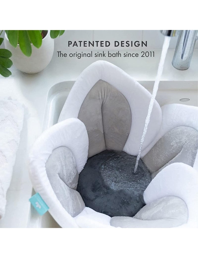 Gonice Organic Flower Baby Bath Seat Baby Bath Mat, Plush Washer-Safe Flower Seat for Newborns, Lotus Flower Baby Bath Pad Fits Bathtub Sink Tub (Gray, 4 Petals) - Image 2