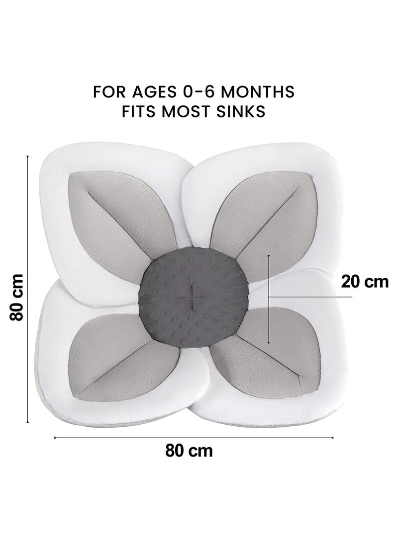 Gonice Organic Flower Baby Bath Seat Baby Bath Mat, Plush Washer-Safe Flower Seat for Newborns, Lotus Flower Baby Bath Pad Fits Bathtub Sink Tub (Gray, 4 Petals) - Image 4