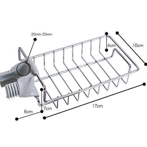 MosQuick Soap, Sponge Holder, Stainless Steel Sink Caddy Organizer,Tap Organiser Clip Storage Rack Practical Home Kitchen Faucet Shelf Snap-on Faucet Rack Drain Rack for Soap, Sponges, Dish Sponge - Image 4