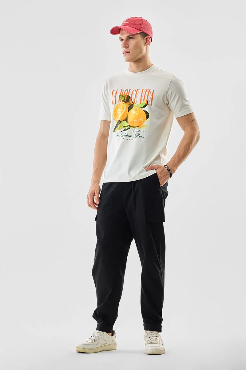 Snitch Black Adjustable Cuff Regular Fit Joggers for Men | Best Price UAE
