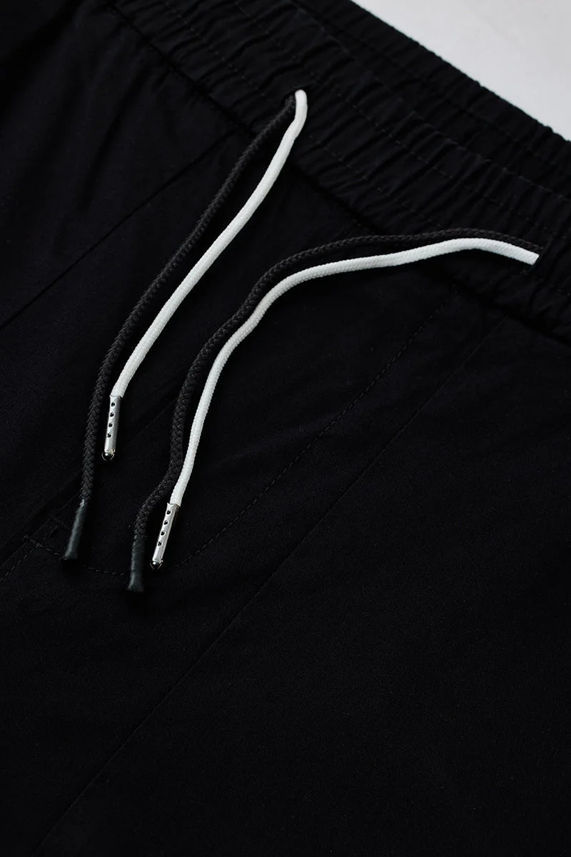 Snitch Black Adjustable Cuff Regular Fit Joggers for Men | Best Price UAE
