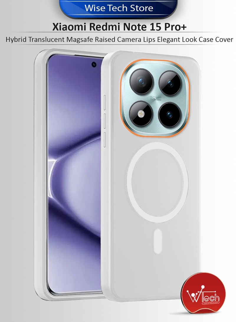 Wtech Xiaomi Redmi Note 15 Pro+ 5G 2025 Hybrid Translucent Magsafe with Magnetic Charging Raised Camera Lips Elegant Look Case Cover (MCMPMN) - White - Image 1