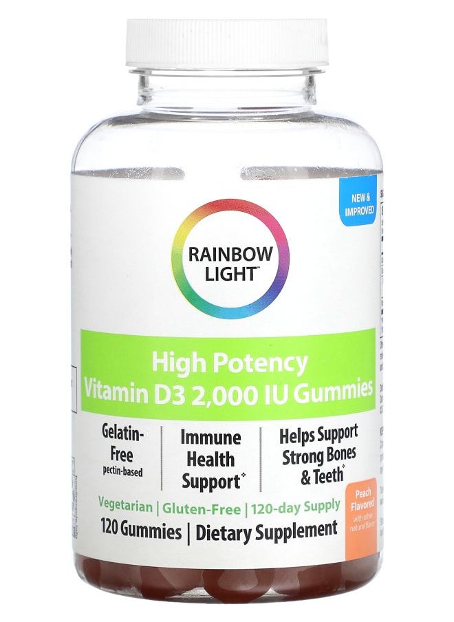 Rainbow Light High Potency Vitamin D3 Peach 2000 IU 120 Gummies 