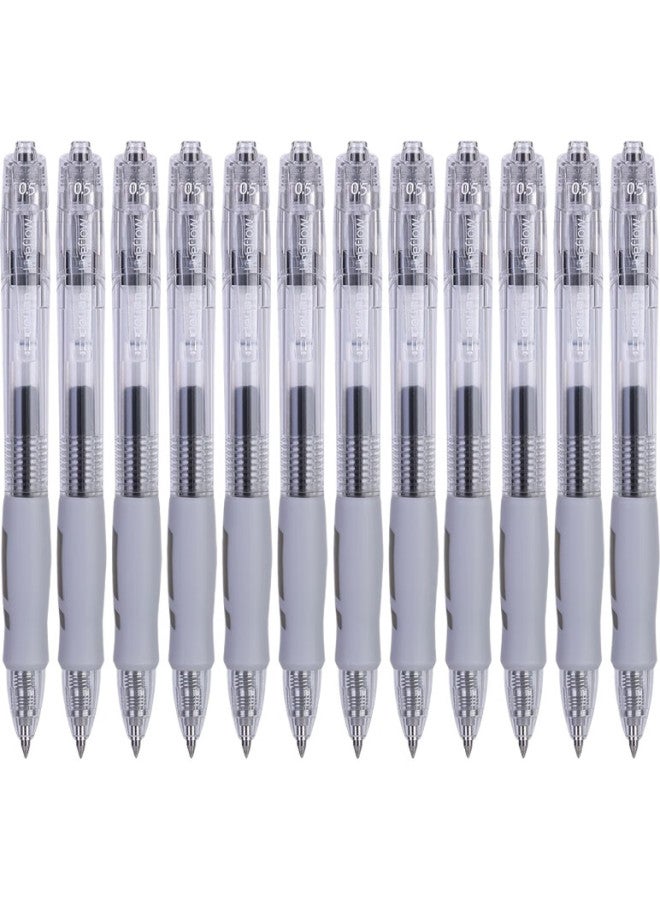 Deli Smooth Series Retractable Gel Pen, 0.5Mm Bullet Tip, Minimalist Style Signature Pen, Office Stationery, Black, 12 Pens/Box, S128 - Image 2