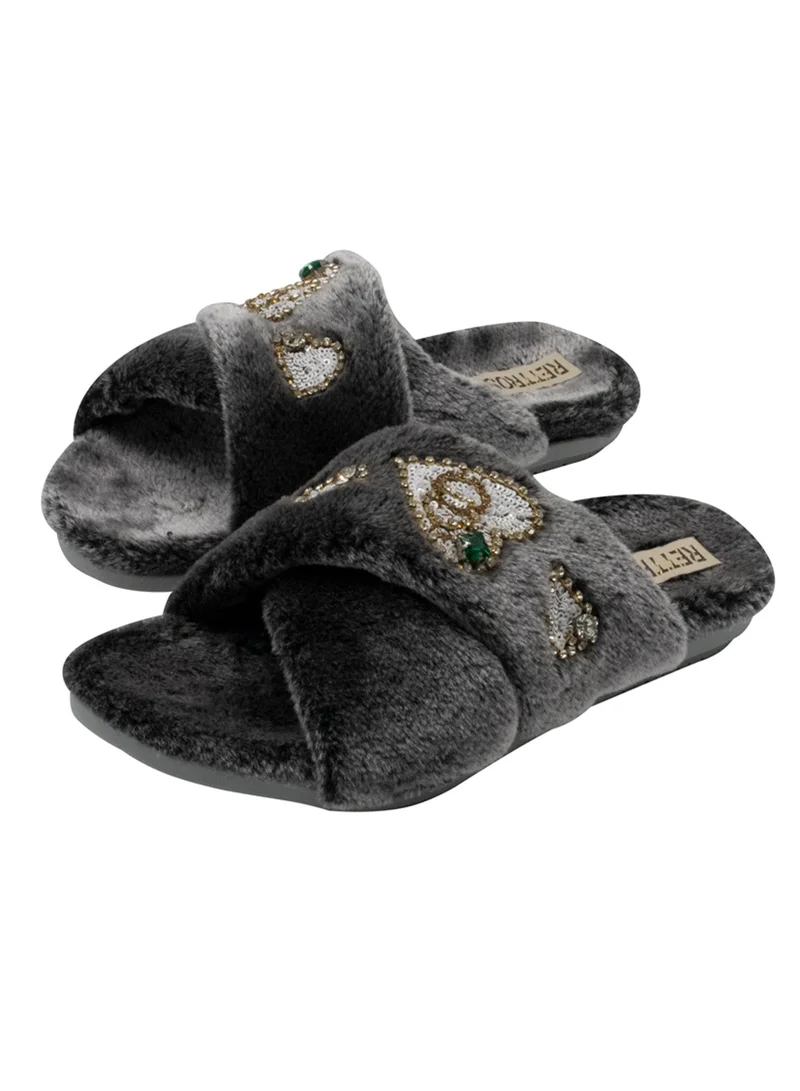 RETTROSE Handmade Faux Fur Bedroom Slipper