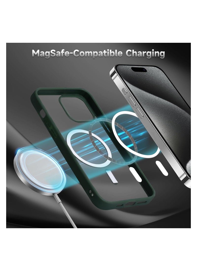 Compatible With iPhone 14 Pro Case, Mag-Safe Phone Case Supports Magnetic Wireless Charging, Shockproof Military-Grade Protection, Scratch-Resistant, Classic Hybrid Cover (Green)  - Image 2
