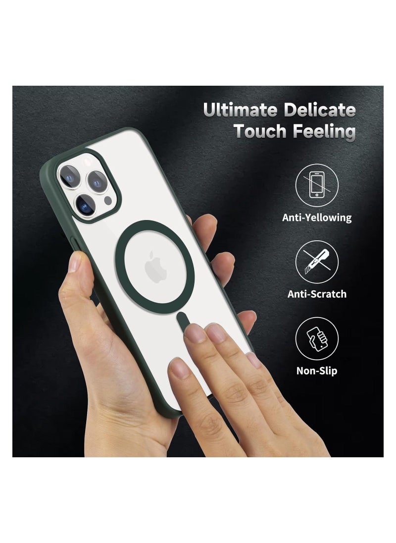 Compatible With iPhone 14 Pro Case, Mag-Safe Phone Case Supports Magnetic Wireless Charging, Shockproof Military-Grade Protection, Scratch-Resistant, Classic Hybrid Cover (Green)  - Image 5