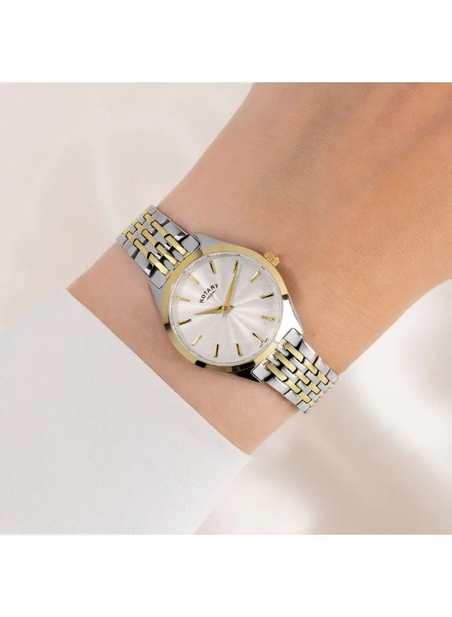Rotary  Rotary Ladie's Ultra Slim Silver & Gold Plated Stainless Steel Bracelet Watch - LB08011/02 for Women | Best Price UAE