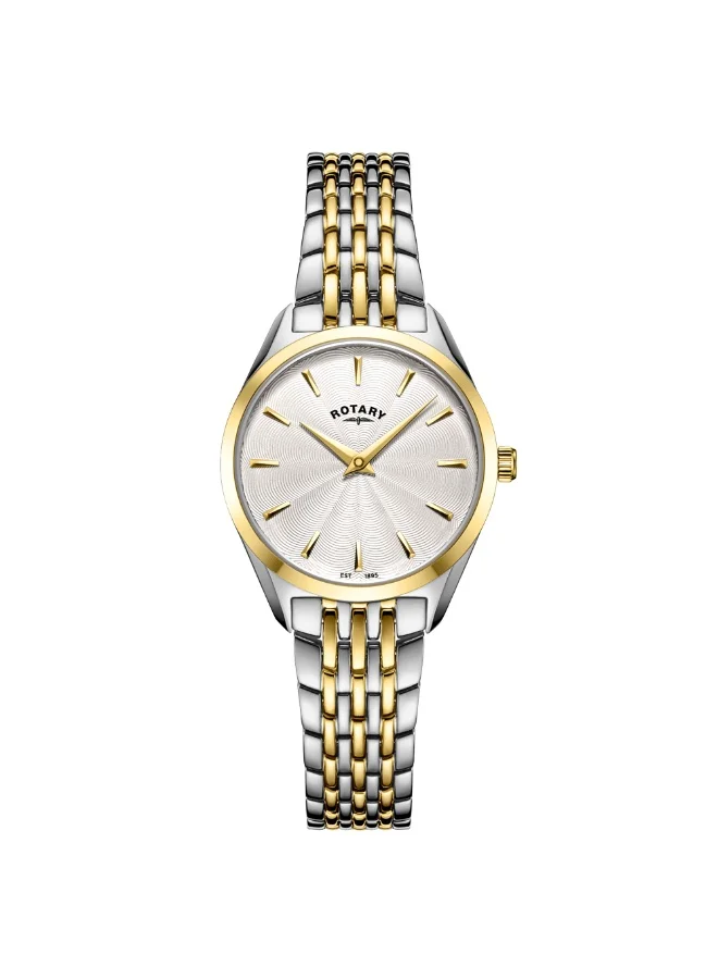 ROTARY Rotary Ladie's Ultra Slim Silver & Gold Plated Stainless Steel Bracelet Watch - LB08011/02