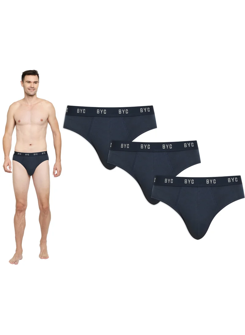 BYC MEN'S COTTON BRIEF (PACK OF 3) - NAVY BLUE