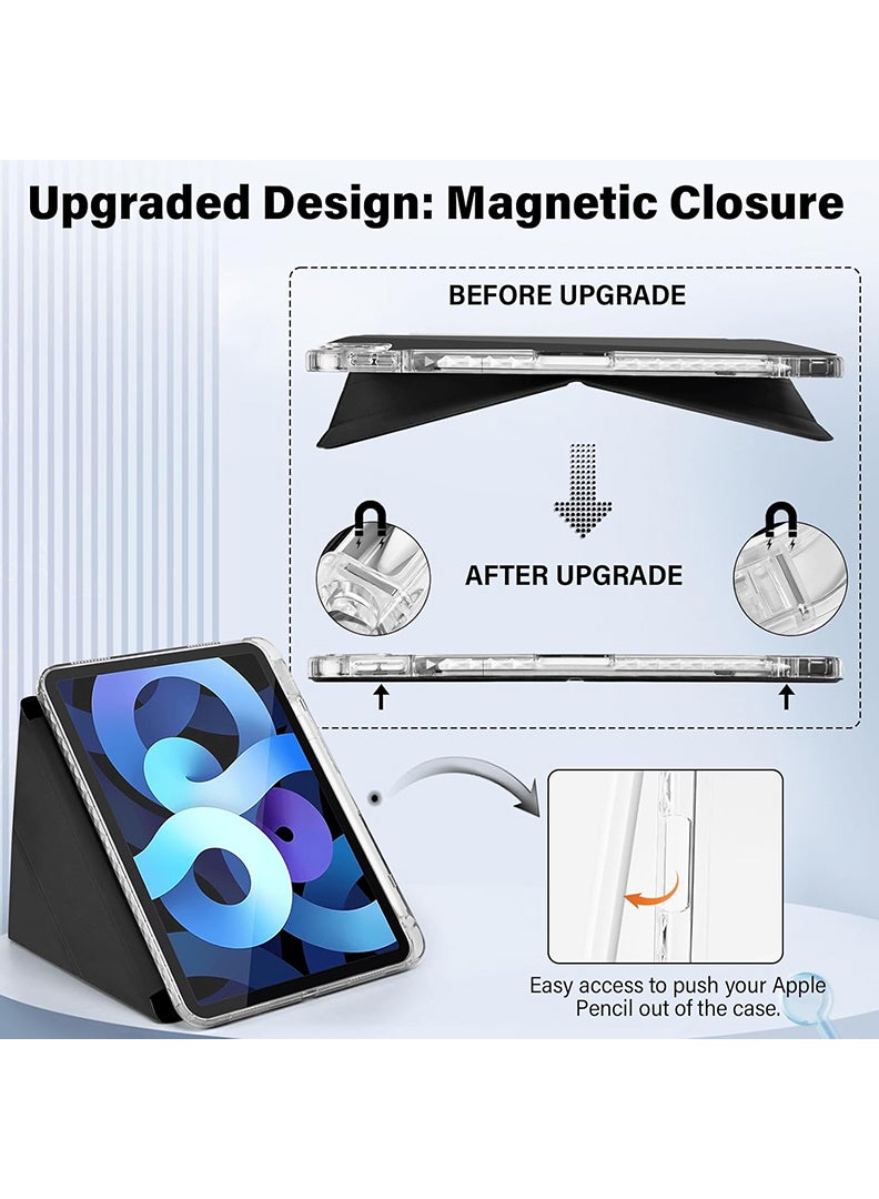 Theodor Case for iPad (A16) 11th 11 inch 2025 Gen iPad 11 Case/Case For iPad 10th Gen Case 2022 iPad 10 Case with Pencil Holder 8 Mutil Angles Folding Auto Wake/Sleep Transparent Shell Back with Pencil Holder Smart Cover for 11" iPad 11th 2025/10.9"iPad 10th Gen 2022- Black - Image 4