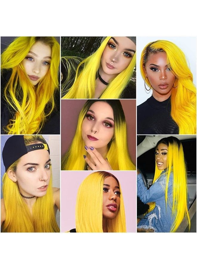 22 inch Colored Hair Extensions, Multi-colors Party Highlights Clip in Synthetic Hair Extensions, Color Party Highlights Hairpieces for Girls Women(10 PCS Yellow)