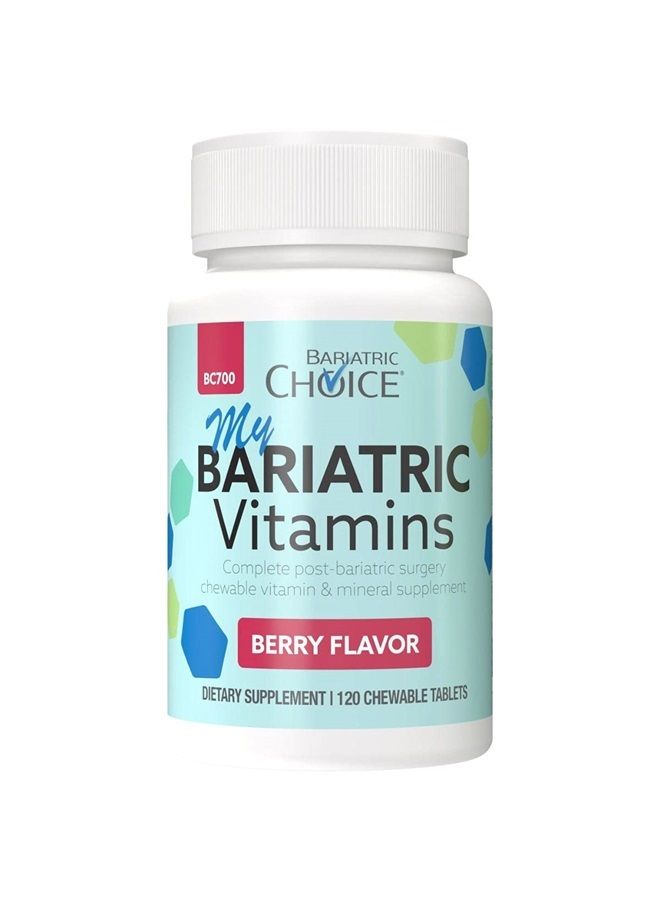 Bariatric Choice فيتامينات متعددة قابلة للمضغ لجميع احتياجاتي بعد جراحة السمنة مع 300 ملغ من الكالسيوم، بنكهة التوت (120 حبة) - Image 1