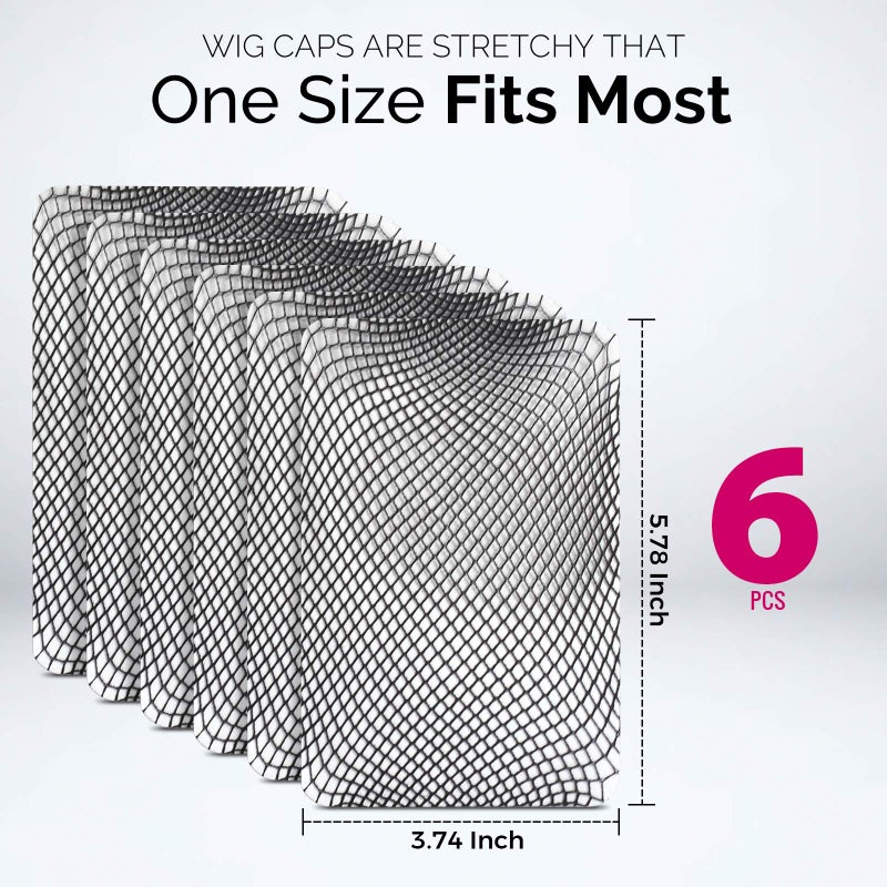 Fandamei 6PCS Wig Cap, 6PCS Black Mesh Wig Cap Net, Closed End Hair Mesh Net, Liner Weaving Caps for Women, Men, Kids, Wig Caps for Halloween, Cosplay - Image 2