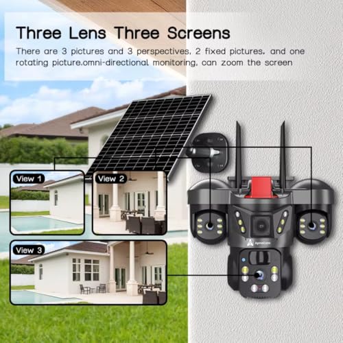 ApnaCam 5MP 4G SIM Solar Powered Security Camera | 360° View 3 Lens Outdoor CCTV | 128GB Storage | Night Vision, Motion Detection & Two-Way Audio | Waterproof Wireless Solar Panel Camera - Image 2