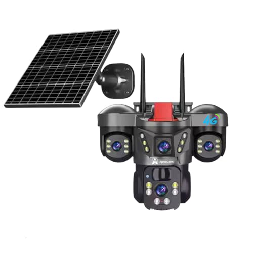 ApnaCam 5MP 4G SIM Solar Powered Security Camera | 360° View 3 Lens Outdoor CCTV | 128GB Storage | Night Vision, Motion Detection & Two-Way Audio | Waterproof Wireless Solar Panel Camera - Image 1