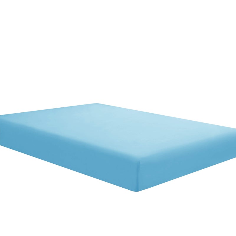 Sfoothome Single Fitted Sheet Queen  Sky Blue  Deep Pocket Brushed Velvety Microfiber Breathable Extra Soft and Comfortable  Wrinkle Fade Stain and Abrasion Resistant