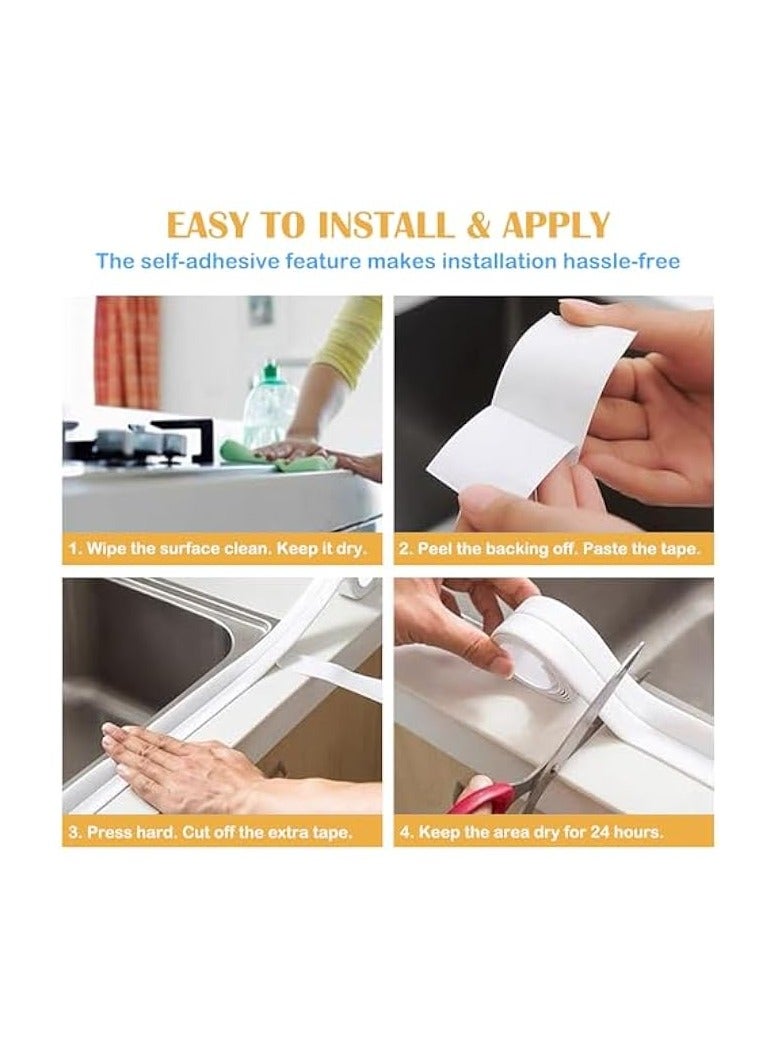 erorex Caulking Tape Strip, Waterproof & Anti-Mold Sealing Self-Adhesive Bathtub Caulking Tape, Suitable for Kitchen Sink, Bathroom, Bathtub Floor Wall Protection Sealing Strip (2 PCS) - Image 4