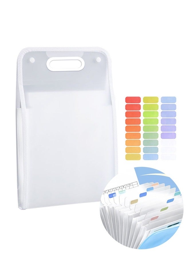 Generic 13 Pockets Waterproof File Folders Expanding Portable File Organizer  Large Capacity Stand Plastic Business File Box Ergonomic A4 Letter Size With Label - Image 1