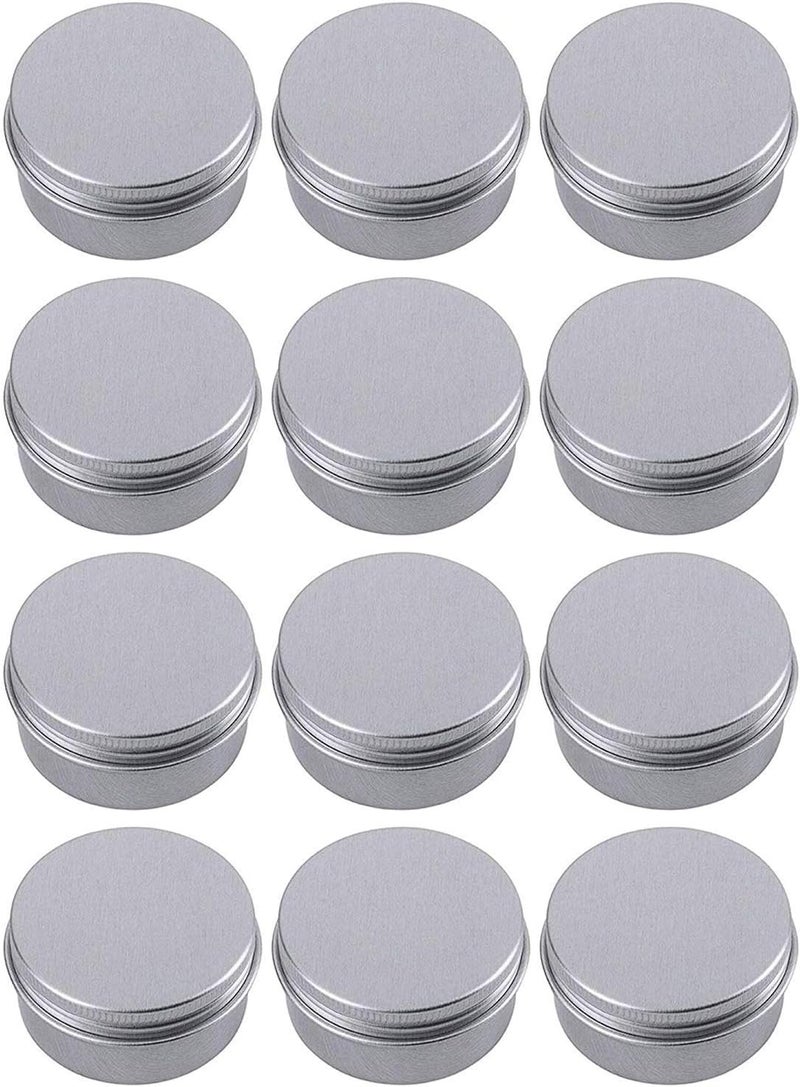 Hulless 0.5 Ounce Aluminum Tin Jar Refillable Containers 15 ml Aluminum Screw Lid Round Tin Container Bottle for Cosmetic,Lip Balm, Cream, 12 Pack. - Image 1