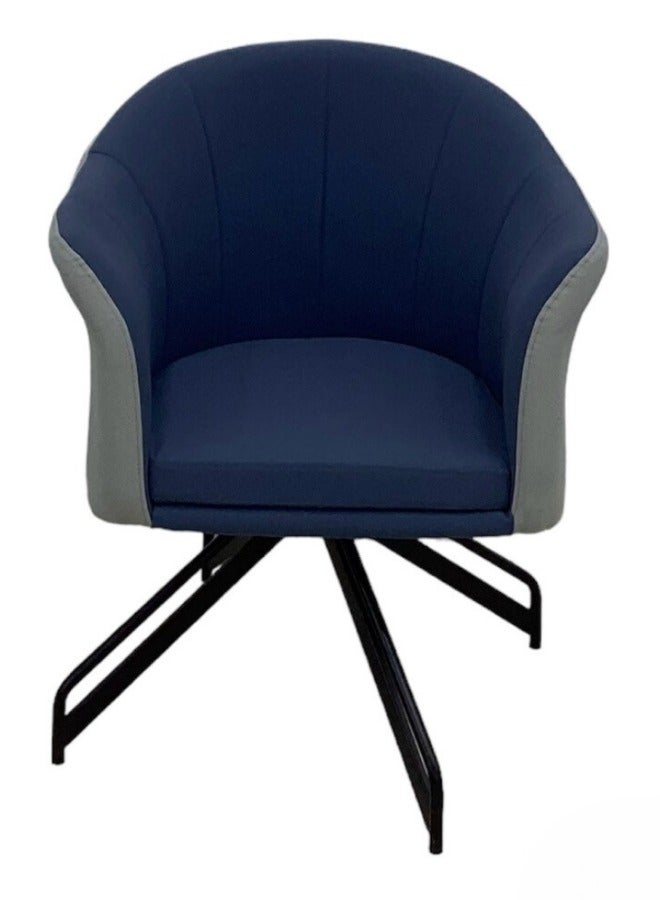 SMART HOME Modern Faux Leather Side Chair with Metal Frame for Dining Table Cafe Home, Curved Side Office Chair for Small Corner, Comfortable Chair with Metal Legs for Kitchen Bedroom Living Room  - Image 1