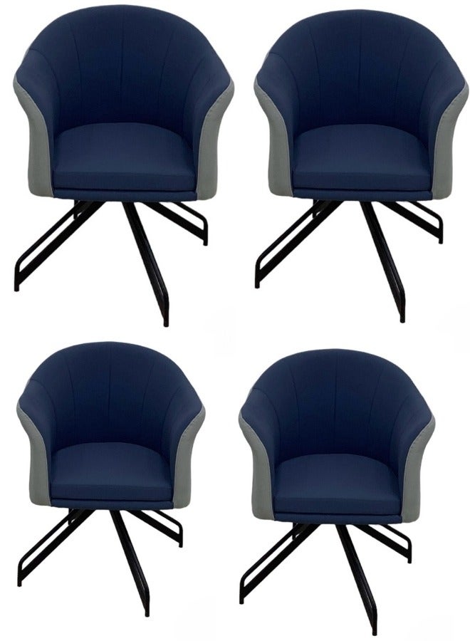 SMART HOME Modern Faux Leather Side Chair with Metal Frame for Dining Table Cafe Home, Curved Side Office Chair for Small Corner, Comfortable Chair with Metal Legs for Kitchen Bedroom Living Room  - Image 3