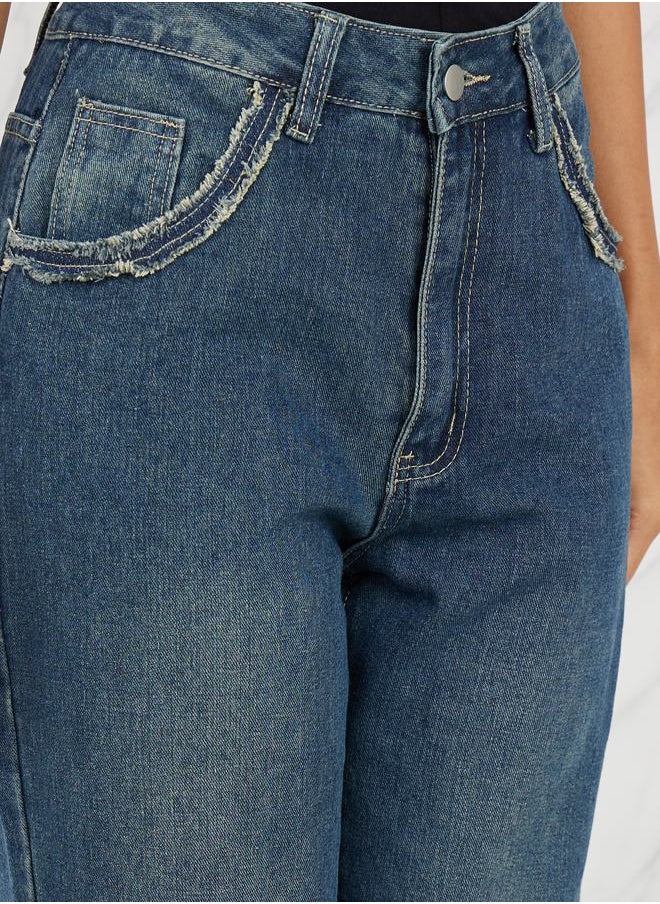 Styli - Frayed Texture Super Straight Fit Jeans - Image 1